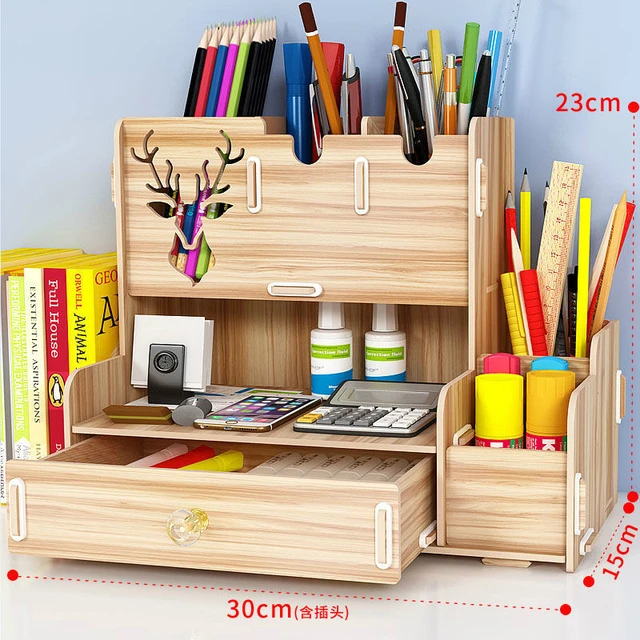 Pen Holders Desk Organizer Book Shape  Stationery Organizer Pencil Pot -  Wood Pen - Aliexpress
