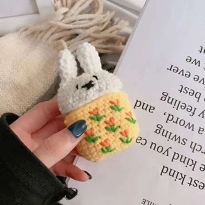 Зимний вязаный милый 3D мультяшный слон желтая утка Улица Сезам силиконовый Bluetooth чехол для наушников для AirPods 2 аксессуары чехол