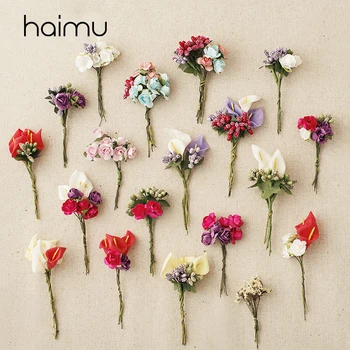 

4pcs Foam Mini Flower Handmake Artificial Floral Bouquet Wedding Favor Decoration DIY Decoration Gift Boxes Craft Fake Flower