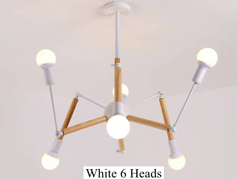 White 6 Heads LukLoy современная деревянная Люстра потолочная лампа для дайвинга в спальню креативный паук кулон Chandleir Led приспособления для подвесных светильников - Цвет абажура: White 6 Heads