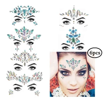 

6pcs/10pcs Sexy Women Face Jewels Festival Party Body Arms Chest Rhinestone Glitter Gems Jewelry Sticker Beauty Makeup Tools