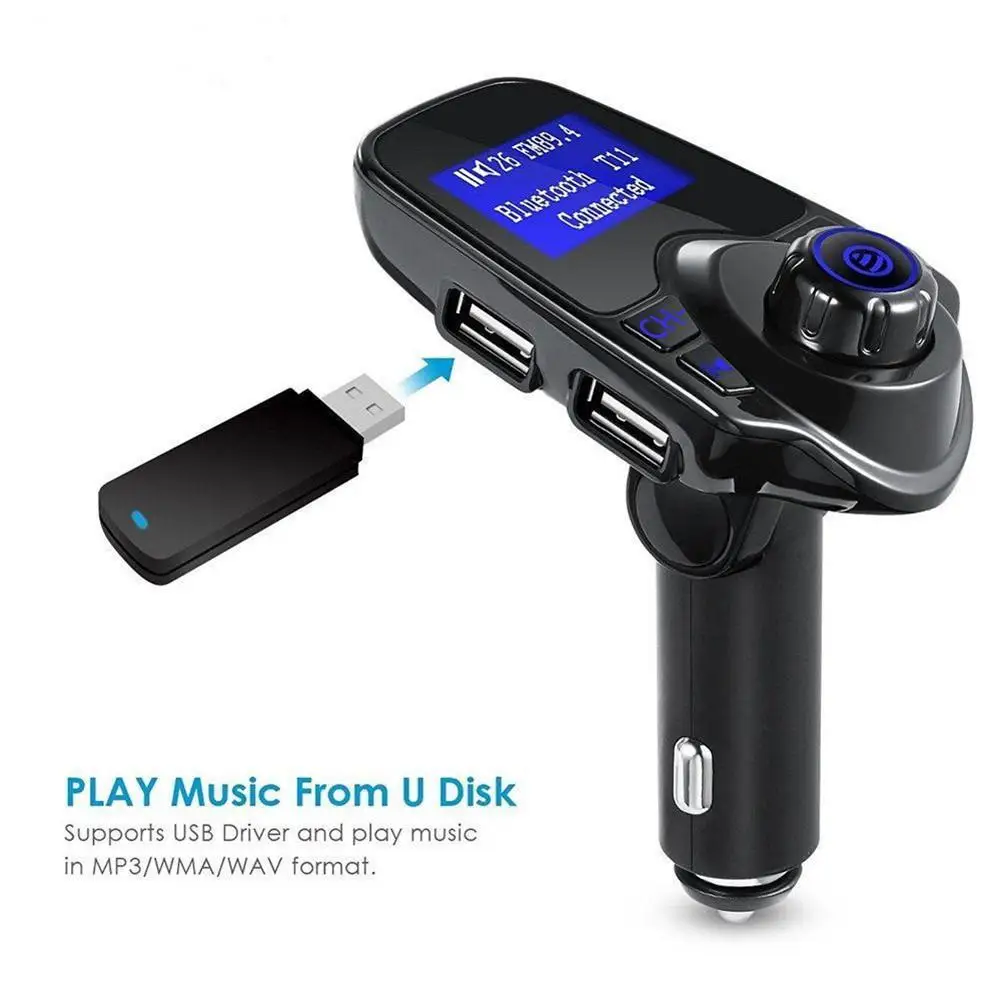 Автомобильный Bluetooth Hands-free ЖК-экран двойной USB микрофон MP3 TF fm-передатчик абсолютно и высококачественный