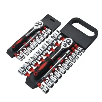 

Car Repair Tool Set 28pcs 1/4 Inch Hand Socket Set Ratchet Wrench Set Released Handle and Extension Bar Tool 72XD