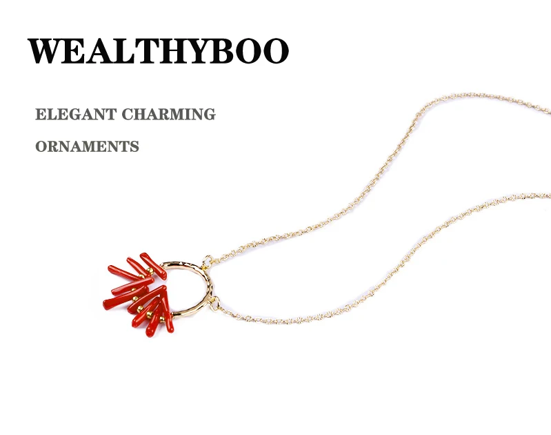 Bohemian Red Coral Halsketten für Frauen Vintage Halsband Shell Anhänger Erklärung Party Schmuck Stein Perle Kette Bohemian Red Coral Halsketten für Frauen Vi_voghion.com