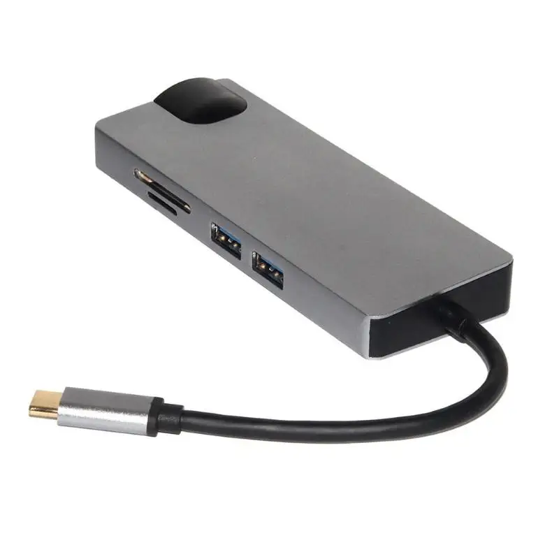 8 в 1 type-C концентратор USB-C 4 к HDMI/USB3.0/RJ45/VGA/PD зарядка аудио/SD/TF кардридер адаптер Usb разветвитель для MacBook Pro