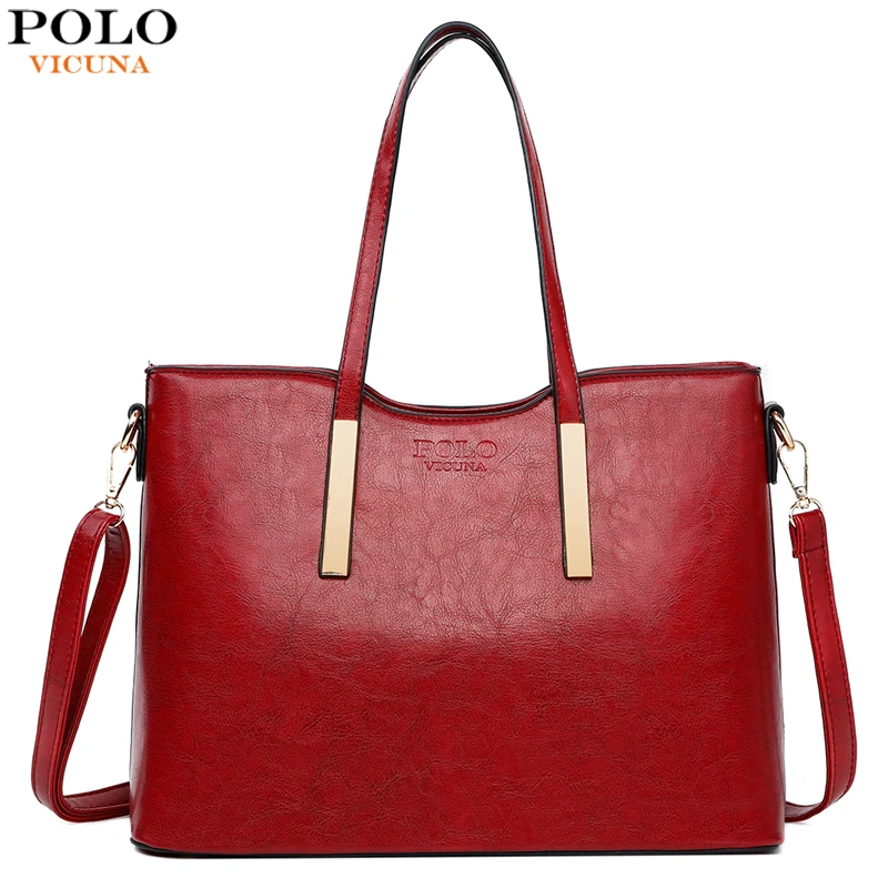 

VICUNA POLO Brand Fashion Leather Bags For Women Durable Solid Color High Quality Ladies Leather Handbag Shoulder Bags bolsa