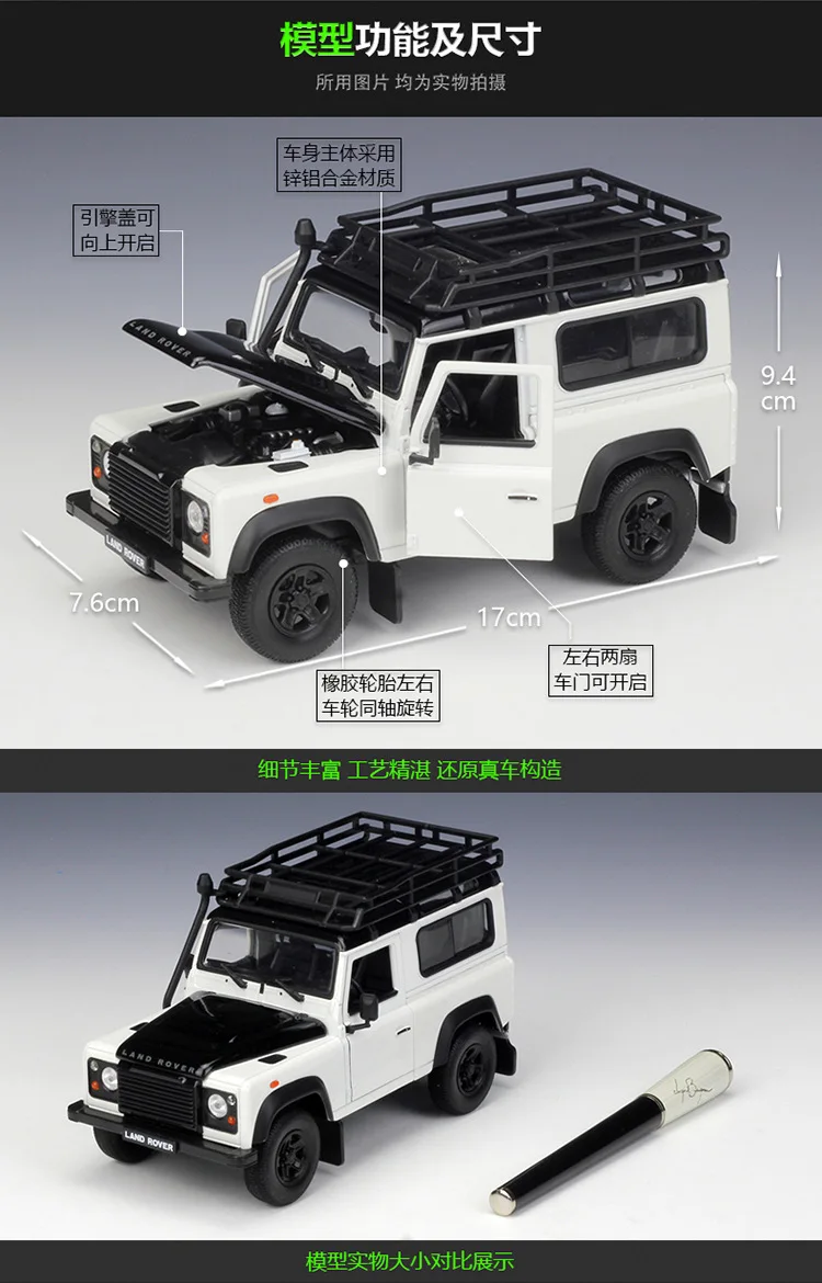 Welly 1:24 Land Rover Defender сплав модель автомобиля Diecasts& игрушечные транспортные средства коллекционные подарки не-пульт дистанционного управления Тип транспортная игрушка