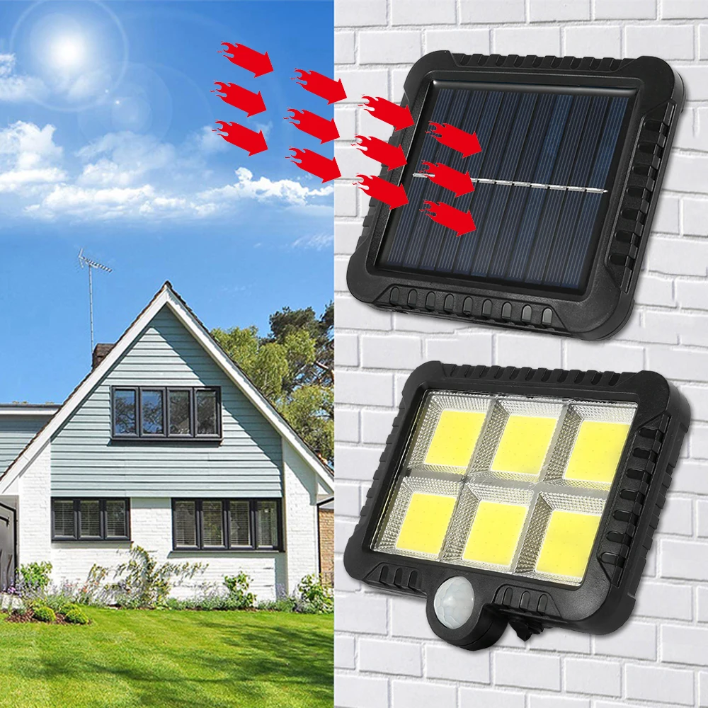 Solar ao ar Sensor de Movimento Solar à Prova Luz de Parede Luz de Segurança Solar Livre Jardim Luz Pir Lâmpada Dwaterproof Água Sensor Infravermelho Cob 6 Led 5 Luz de parede solar cob 6 led