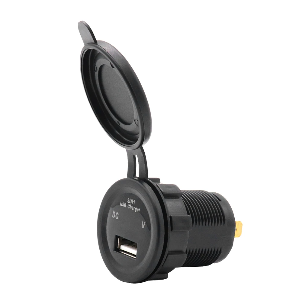 12 V/24 V 2.1A для машины, лодки, мотоцикла USB Зарядное устройство гнездо цифровые, со светодиодом вольтметр