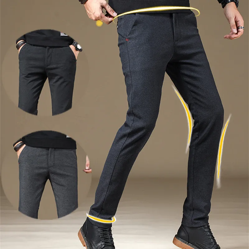 

cheap price black blue gray color men's zipper fly regular fit causal pants pantalone leisure trousers for men