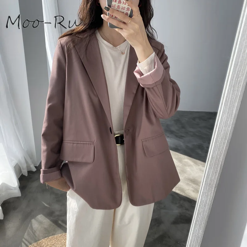 Moo-Ru 2020 Spring New Solid Color Long - Sleeved Blazer - 4.00069E+12
