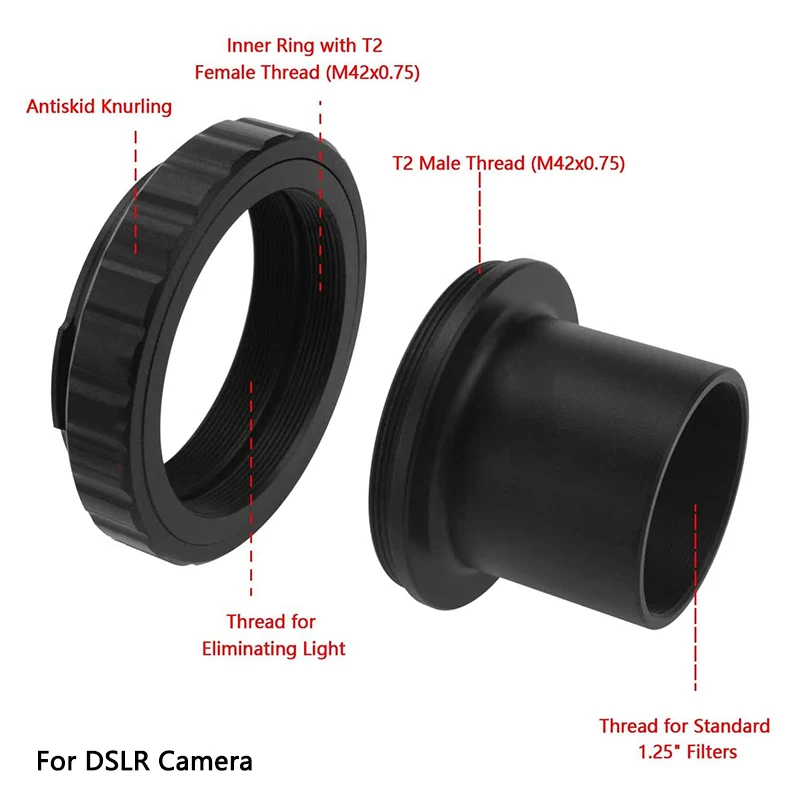 StarDikor 1.25 Inch Telescope Camera Adapter To Camera Accessory For Canon Nikon Sony Pentax Olympus Fuji Samsung Panasonic 4