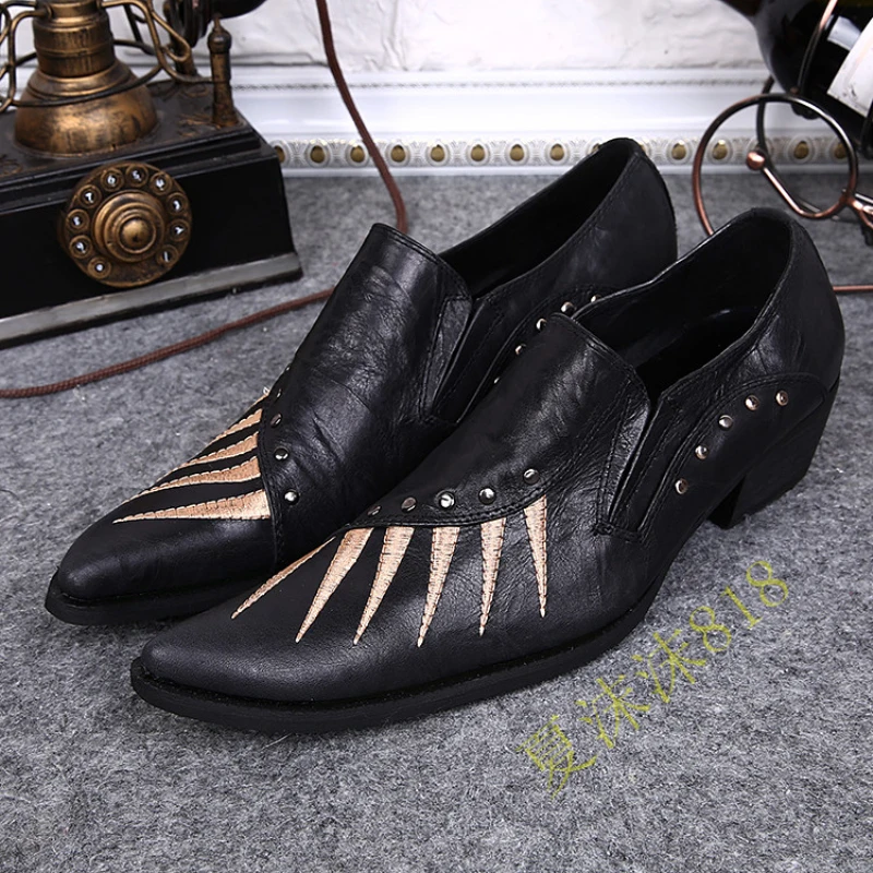 

Christia Bella 19 British Style Pointed Toe Man Big Size Heighten Shoes Handmade Cow Leather Male Party Shoes Men's Dress Shoes