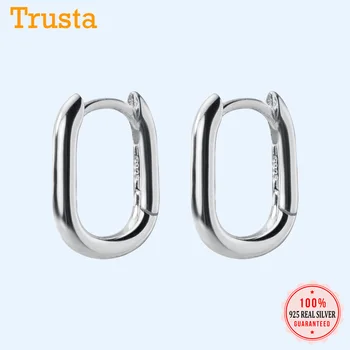 

Trustdavis 925 Sterling Silver Hoop Geometric Ear Cuff Clip Earrings For Women Without Piercing Fashion Earings Jewelry DA421