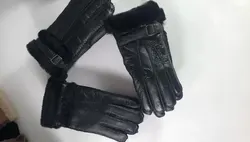 China Hebei Winter Warm Men's Leather Gloves Outdoor Riding Windproof Thick Sheepskin Wool Gloves Foreign Trade Wholesale
