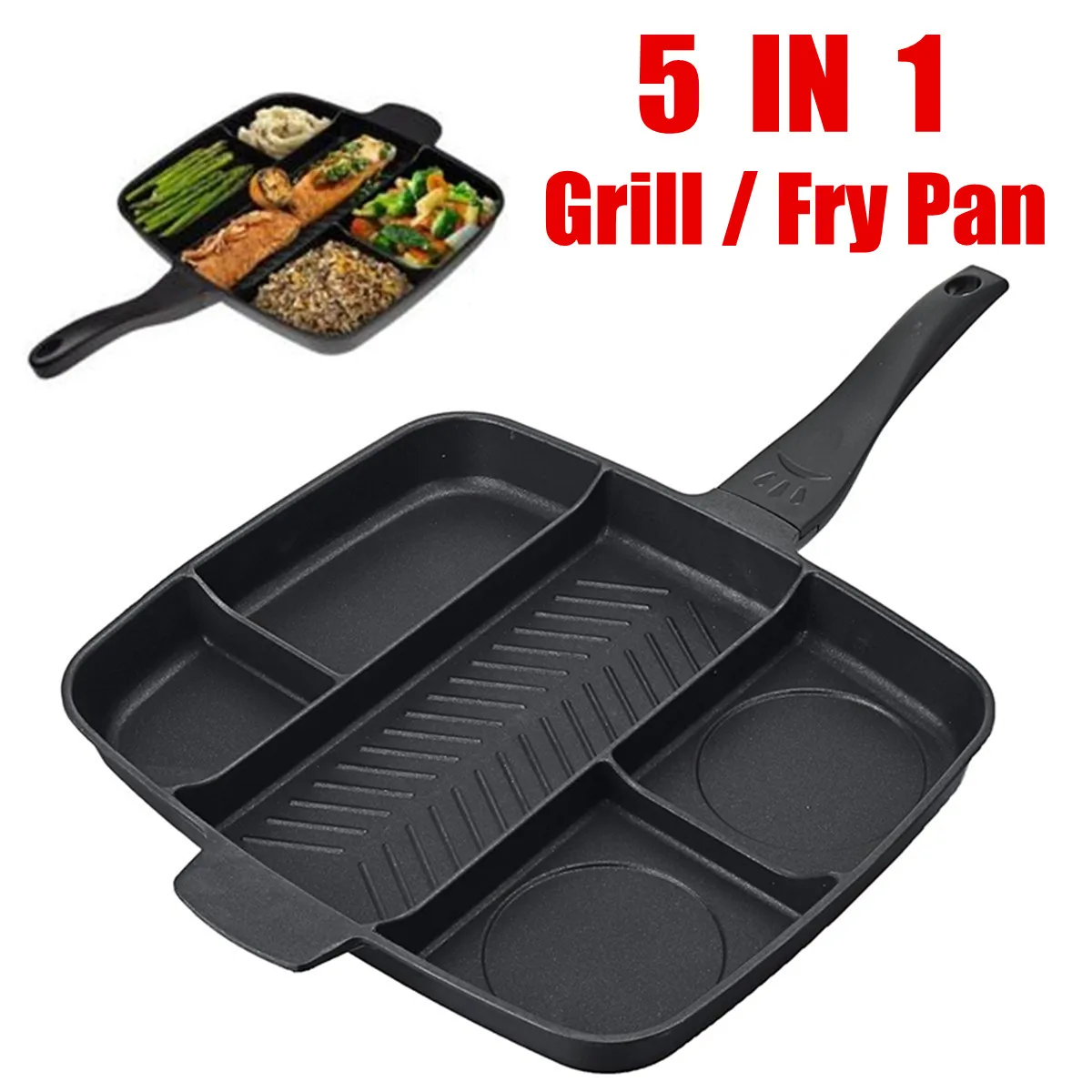 

5 In 1 Multifunction Non-Stick Divided Grill Frying Pan Cooking Pan Induction Household Kitchen Tools Cookware Accessories