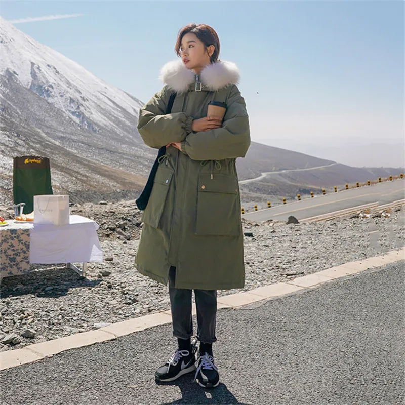 

Real Shot 2020 New Fashion Women's Temperament High-End Mid-Length Loose Casual Plus Size Over The Knee Down Padded Jacket