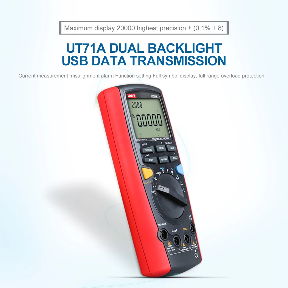 UNI-T UT71A/UT71B Средний размер Интеллектуальные цифровые мультиметры; AC/DC Цифровой мультиметр, USB/Bluetooth связь