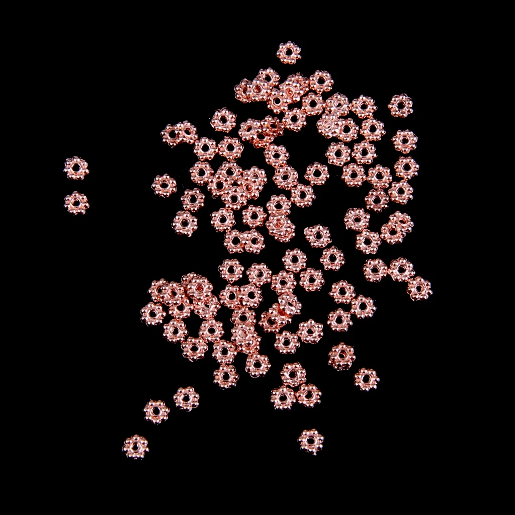 Approx. 500 pieces/ Lot Rose Gold Cute Daisy Flower Spacer Beads 4mm Jewelry DIY Findings Loose Beads