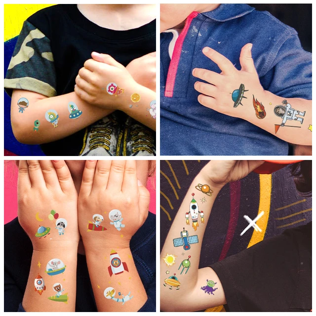 10 tatuajes temporales espaciales para niños, artículos de decoración para  fiesta de cumpleaños, astronauta, espacio exterior, Galaxia, 10 Uds. -  AliExpress