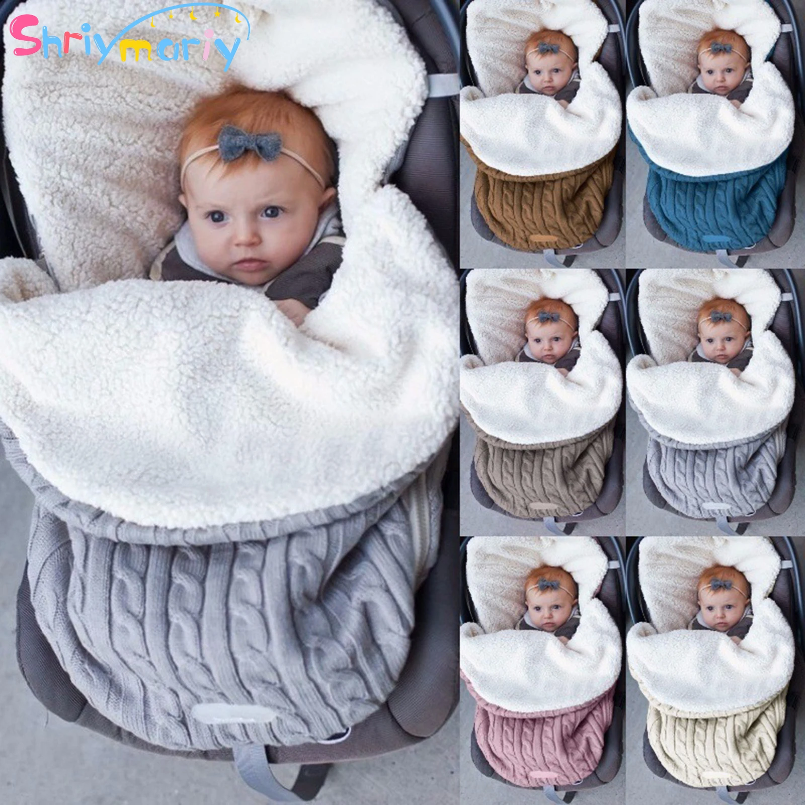 Newborn Baby Winter Stroller Wrap Blanket Footmuff Baby Thick Warm Knit