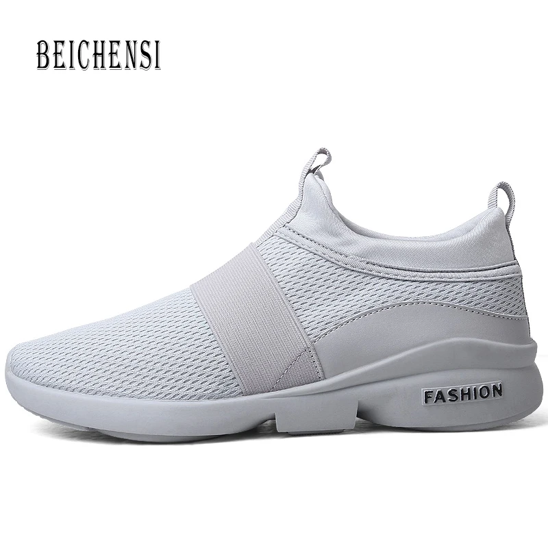 Grey Мужские легкие дышащие кроссовки уличные сетчатые Flyknit беговые удобные повседневные туфли больших размеров 39-46 Sapatos De Mujer - Цвет: Grey