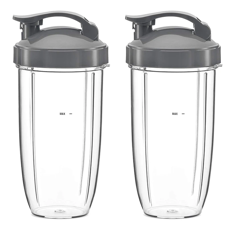 32 унции Сменные чашки с откидной крышкой для NutriBullet 600 Вт и Pro 900 Вт блендер (2 упаковки)