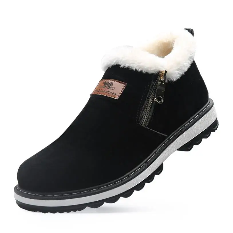 

AQ65 Fashion Black Men's Boots Designer Winter Shoes Men Warm Short Plush Casual Fur Boots Men New Keep Warm Winter Male Boots