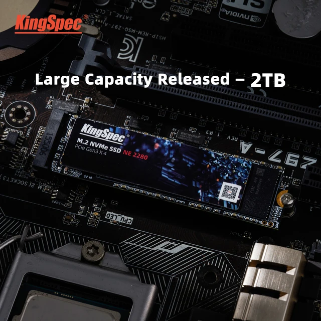 KingSpec- Disco Duro Interno M.2 SSD para Portátil, Dispositivo de Almacenamiento con Capacidad de 120, 256, 512 GB, 1 y 2 TB, NVMe Pcie, MSI 5