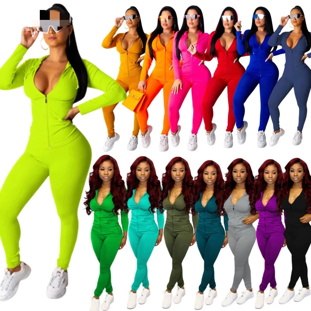 new winter two piece set women long sleeve hooded zipper pocket sporty Jackets+leggings matching sets workout stretchy outfits plus size leopard print stretchy maternity photography bodysuits high neck full sleeve pregnancy bodysuit dress for photoshoot