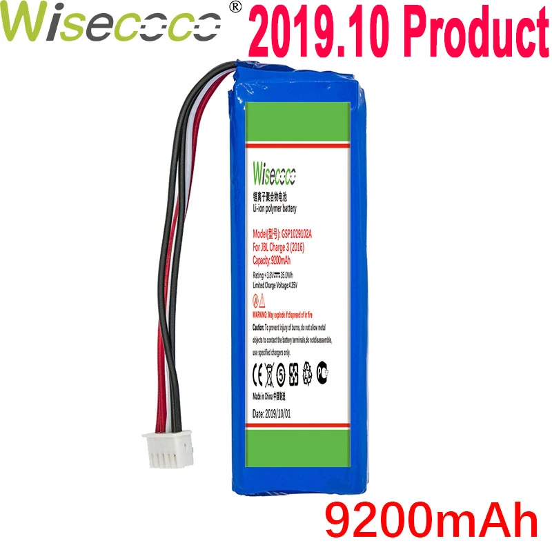 WISECOCO 9200 мАч GSP1029102A батарея для J BL Charge 3 версия новейшего производства высокое качество батарея+ номер отслеживания