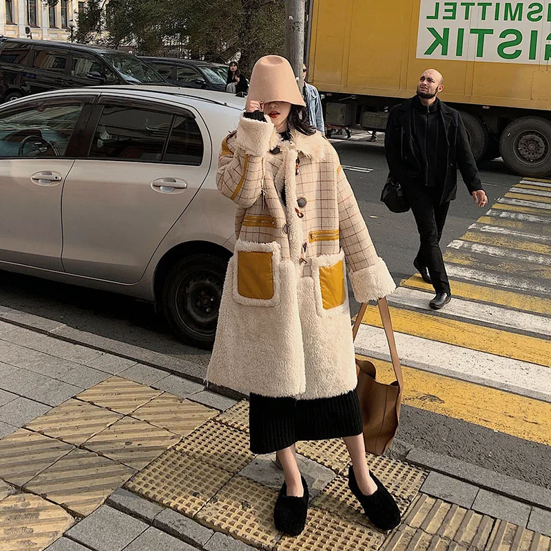 

Photo Shoot Lambs Wool Coat Women's 2020 Winter New Style Fur Thick over-the-Knee Berber Fleece Toggle Overcoat