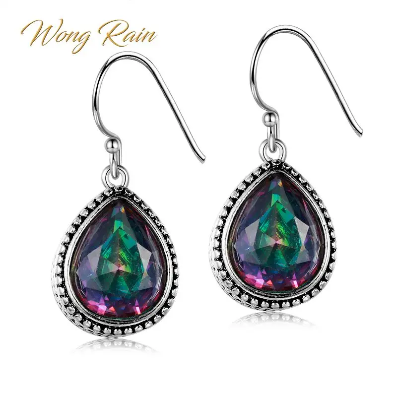 Винтажные висячие серьги Wong Rain 100% Серебро 925 пробы серебряная груша мистический