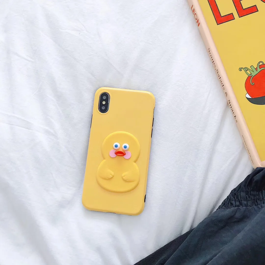 Корейская Милая 3D Маленькая желтая утка хлеб для тостов анти-падение роскошный силиконовый мягкий чехол для iphone MAX XS XR 6 7 8plus X телефонные чехлы
