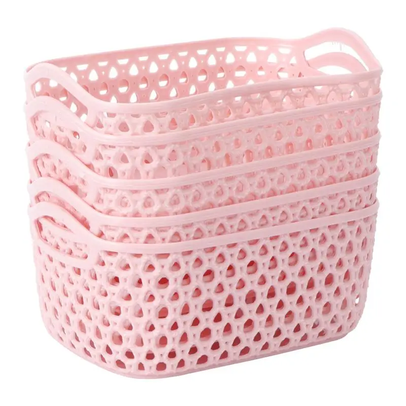 

5PCS Rectangular Hollow Drain Basket Kitchen Sink Set Household Small Plastic Vegetable Wash Basket Storage Fruit Basket