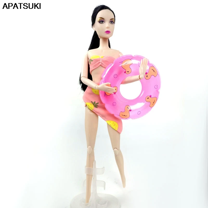 1set Pineapple Bikini for Barbie Doll Beach Clothes Bra Underwear Lifebuoy Bathing Swimwear For 1/6 BJD Accessories Kid Toy | Игрушки и