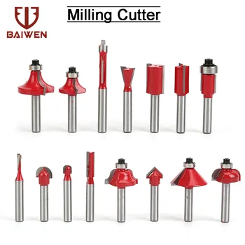 

BAIWEN 15pcs/set Woodworking Milling Cutters 1/4''/8mmShank Carbide Router Bit For Wood Cutter Engraving Cutting Tools