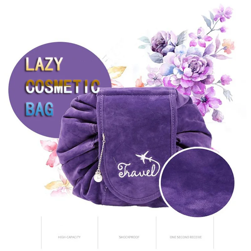 Женская косметичка на шнурке для макияжа быстрая упаковка портативный бархатный
