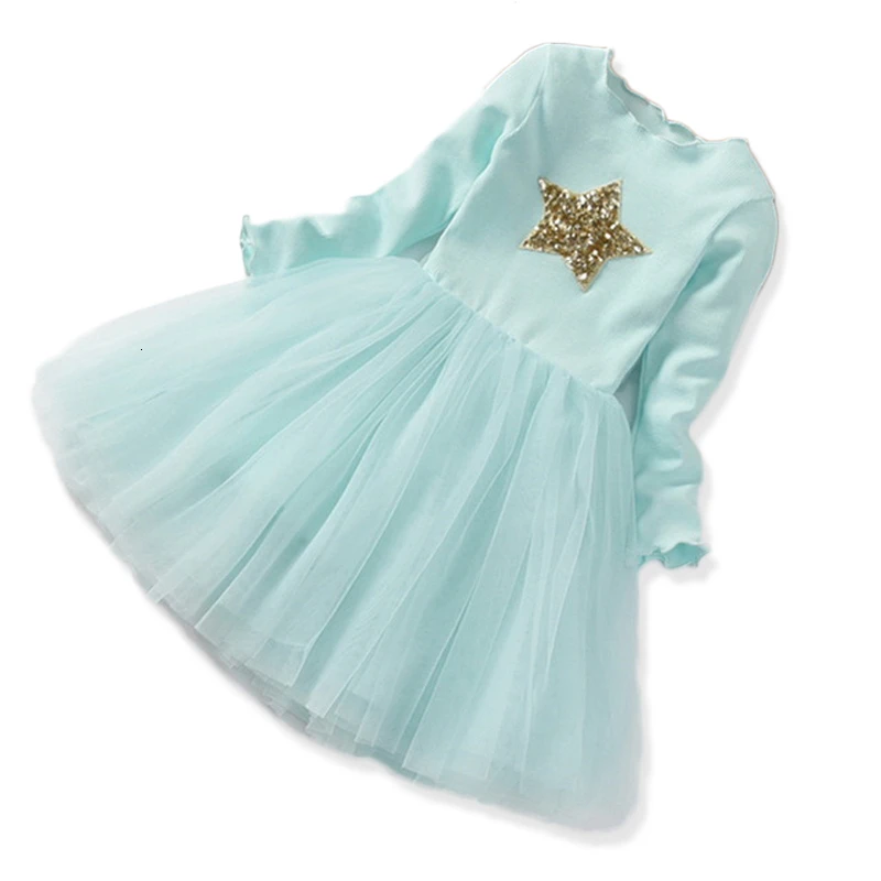 Зимнее трикотажное шифоновое платье для девочек детская одежда с длинными рукавами для рождественской вечеринки детские платья для девочек, одежда на год - Цвет: 309491 blue