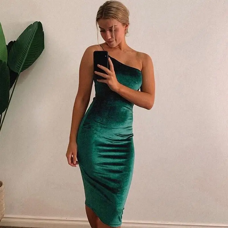 

Women Sexy Spaghetti Strap Midi Dresses Sheath Solid Velvet Club Party Backless Dress Elegant Bodycon Pencil Dress