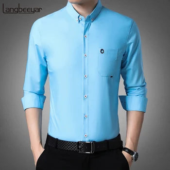 

2020 Fall New Fashion Brand Shirt For Men High Quality Slim Fit Streetwear Long Sleeve Korean Dress Shirt Casual Clothes