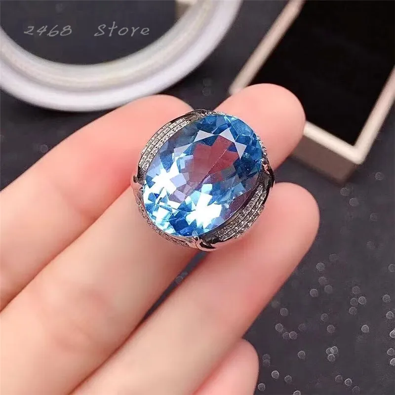 The new 925 silver inlaid natural topaz ring men&amp#39s jewelry luxurious and shiny highlighting the temperament | Украшения и