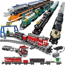 Stadt Fernbedienung Zug Harmonie High-speed Rail Elektrische Auto Bausteine RC Zug Track Ziegel Spielzeug Für Kinder geschenke