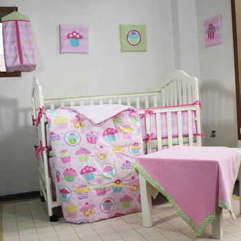 

13Pcs Ins Baby bedding set print flowers strawberry Crib bedding set Pink Cot bedding set Quilt Bumper Mattress Cover Bed Skirt