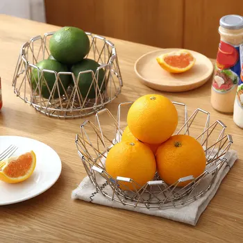 

Collapsible Stainless Steel Wire Basket Fruit Vegetable Basket Home Kitchen L9