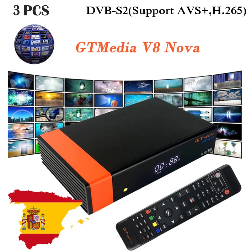 3 шт. GTMedia V8 Nova цифровой DVB-S2 спутниковый ресивер H.265 встроенный wifi 1080p Receiptor Freesat Испания ТВ Декодер