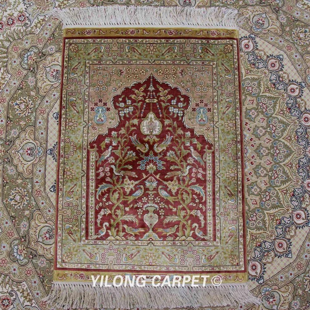 YILONG 1,5 'x2' маленький шелковый коврик ручной работы красный ковер для украшения дома Гобелен(ZQG293A