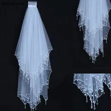 BlingBling белая слоновая кость 80 см короткая фата невесты хрустальные стразы блесток Жемчуг Край 2 т Свадебные вуали с гребнем Горячие аксессуары