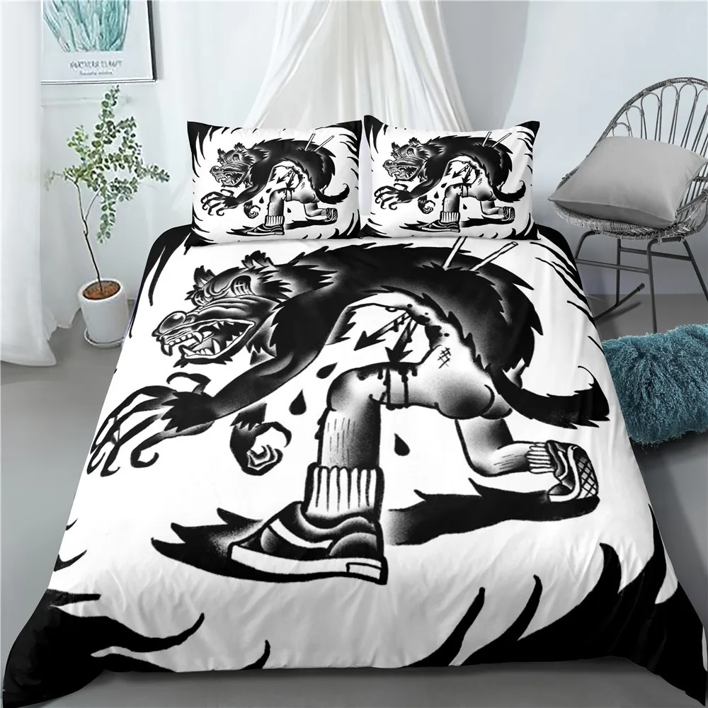 

2/3 Pieces Dragon Duvet Cover Dark Animal Bedding Set For Bedroom Bed Cover Set Cartoon Home Textile Decor Bed Quilt Cover