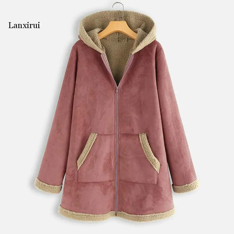 

Женские толстовки на молнии с длинным рукавом, пальто, зимняя верхняя одежда, винтажные флисовые куртки с капюшоном, однотонные свободные пальто, женское теплое пальто